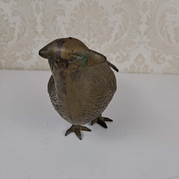 Brass Pheasant Bird Free Standing Carved Detail Vintage MCM Figurine - Picture 11 of 14